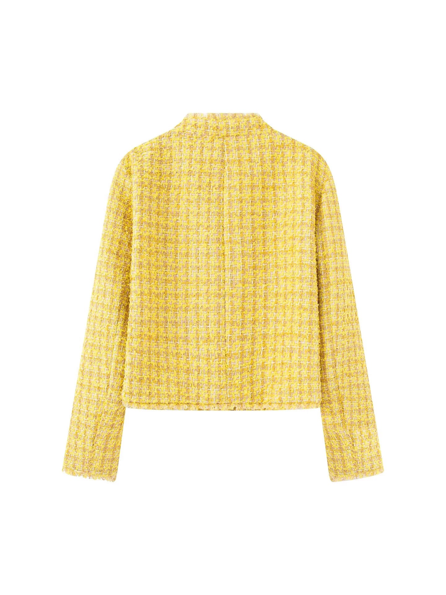 Chic and Style Textured tweed short elegant jacket for women with decorative buttons