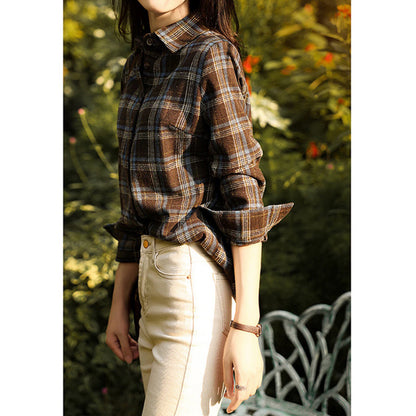 Chemise à carreaux à boutons pour femmes Chic und Stil