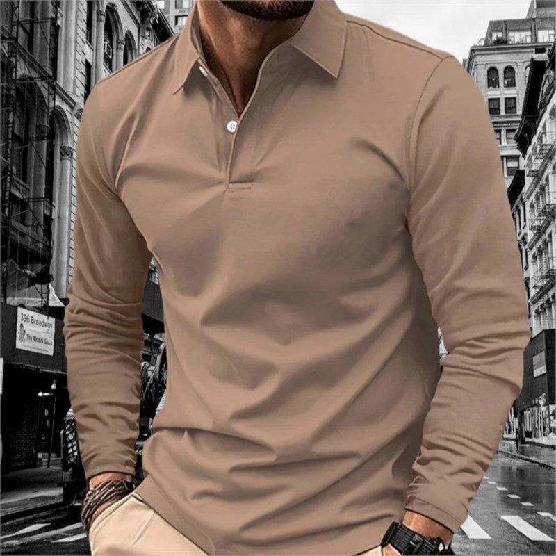 Men's Long Sleeve Polo with Modern Collar and High Quality Cotton Chic and Style