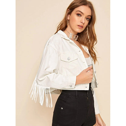 Dames  
Veste à franges courte avec design tendance et coupe décontractée Chic und Stil