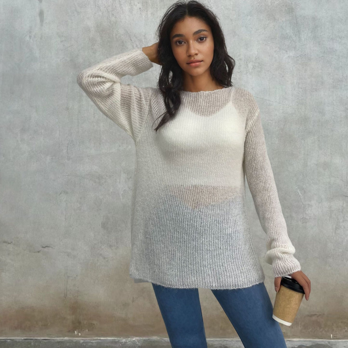 Dames pull léger en tricot transparent Chic und Stil