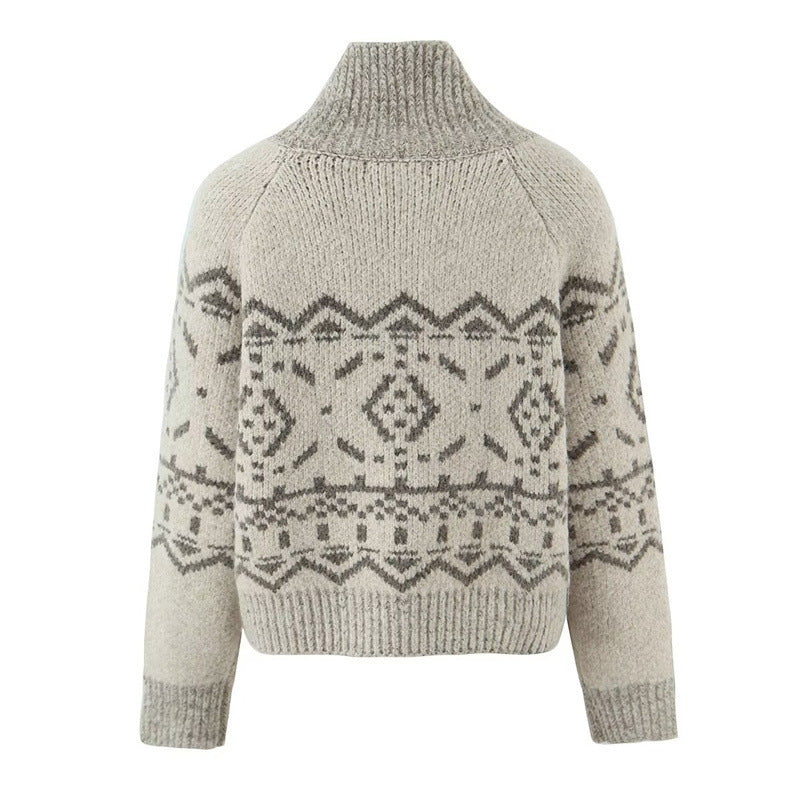 Dames pull-over en tricot douillet avec col monté et boutons décoratifs Chic und Stil