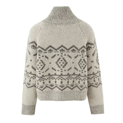 Dames pull-over en tricot douillet avec col monté et boutons décoratifs Chic und Stil