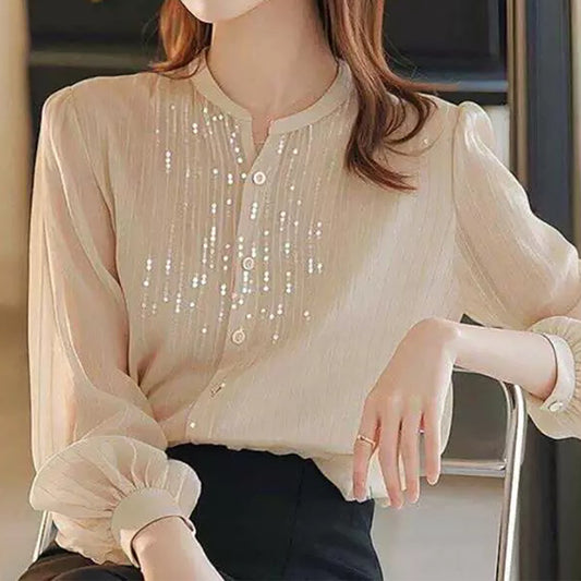 Blouse transparente élégante à boutons pour femmes Chic und Stil