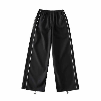 Damen weite Sporthose mit elastischem Bund und seitlichen Kontraststreifen Chic und Stil