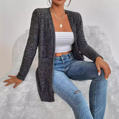 Veste en tricot pour femmes avec design côtelé texturé et poches pratiques Chic und Stil