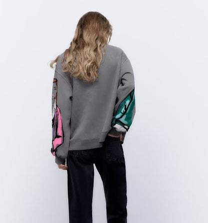 Pull oversized pour femmes avec design d'impression créatif et détails stylés Chic und Stil