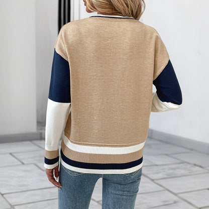 Pull décontracté pour femmes avec des couleurs bloquées et col rond Chic und Stil