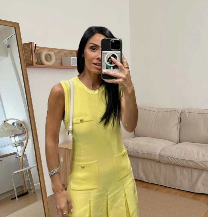 Robe à boutons à manches courtes pour dames avec poches plaquées Chic und Stil