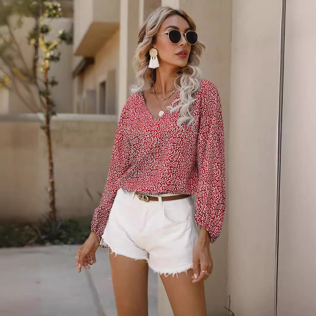 Chemisier femme avec des manches volumineuses et décolleté en V Chic und Stil