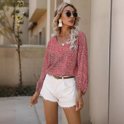 Chemisier femme avec des manches volumineuses et décolleté en V Chic und Stil