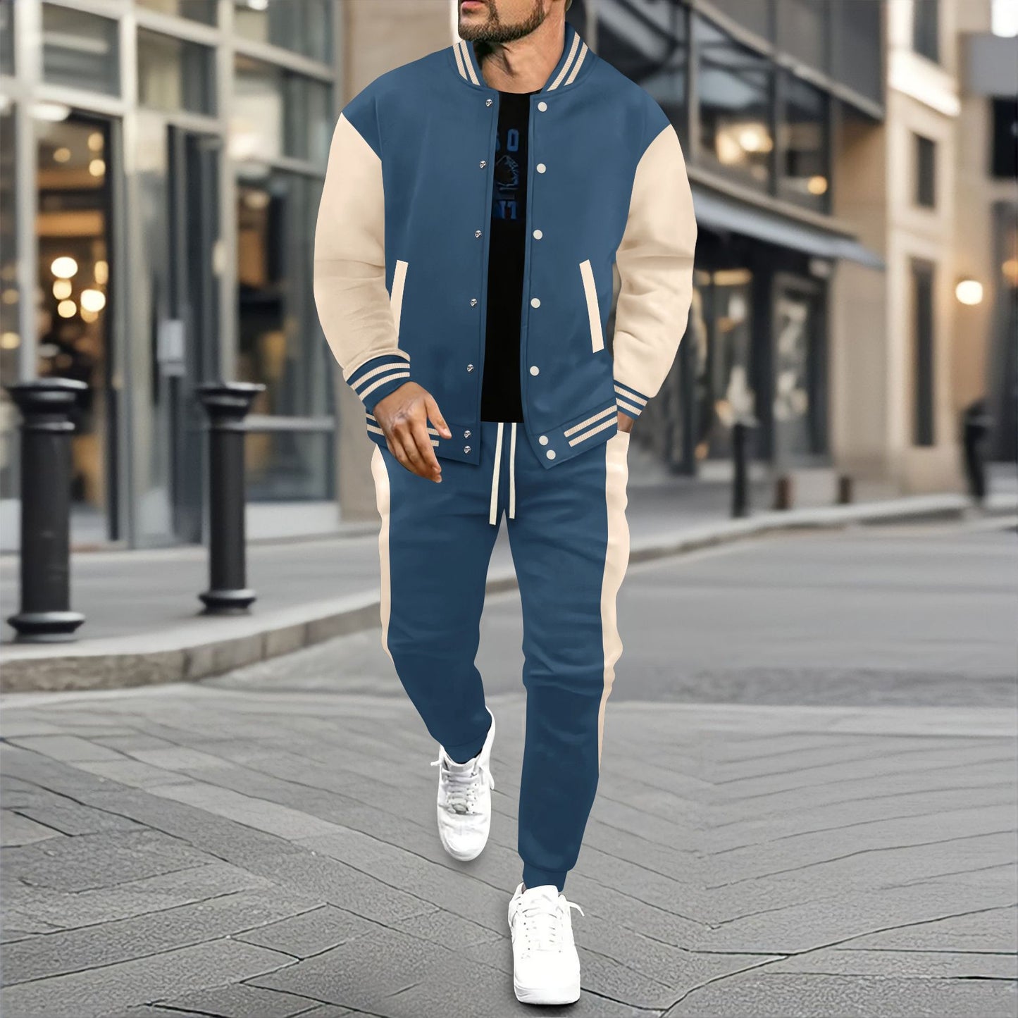 Elegant leisure set for men with a modern bomber jacket design and comfortable jogger pants Chic und Stil