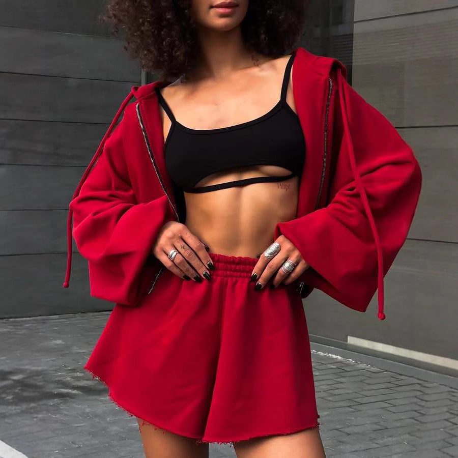 Casual hoodie and shorts set Chic und Stil for women