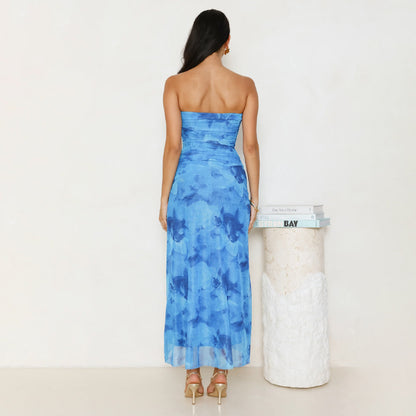 Robe maxi sans bretelles pour femmes avec fente haute Chic und Stil