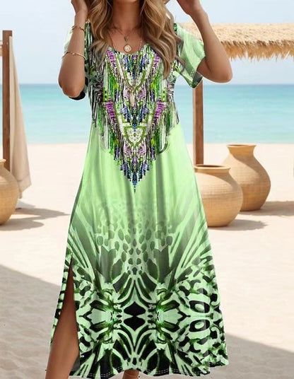 Robe maxi femme avec ornements en sequins accrocheurs et motif floral Chic und Stil