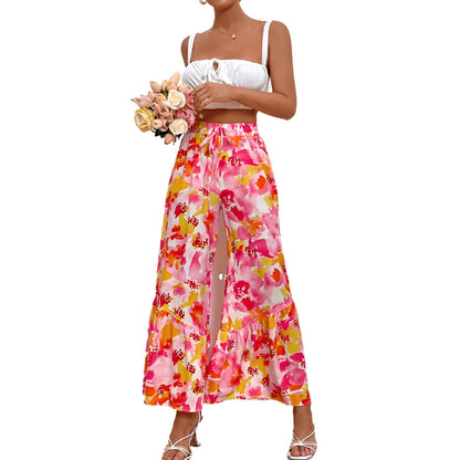 Wide Palazzo pants for ladies with a cheerful floral pattern Chic und Style