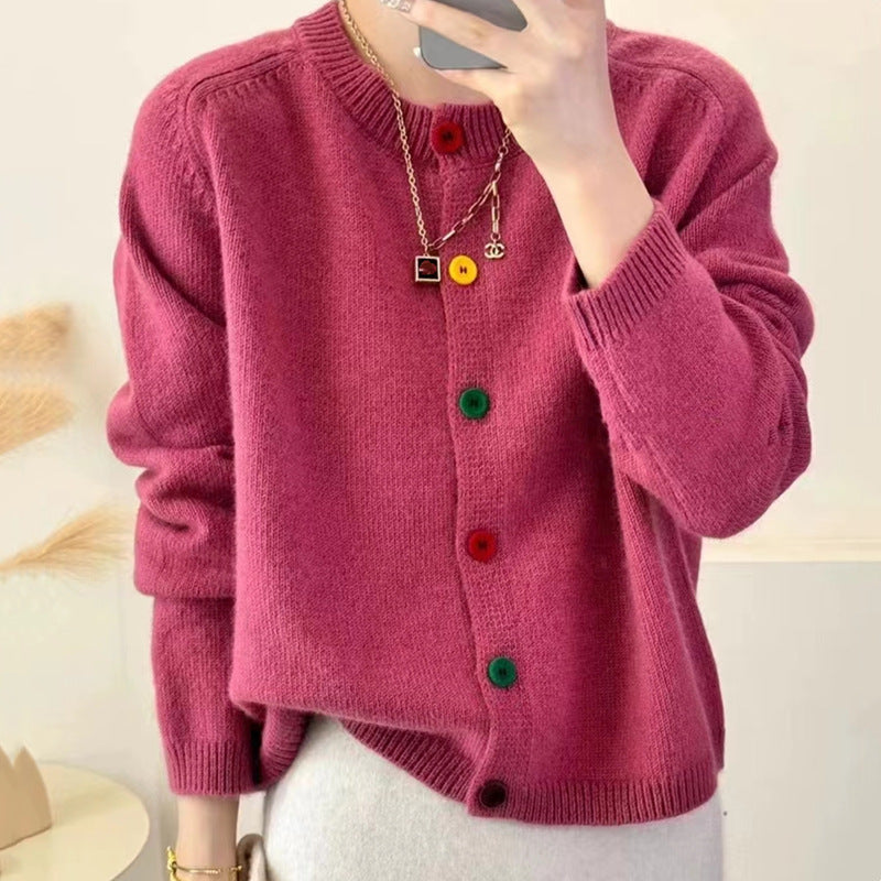 Women's playful knit vest with colorful button details Chic and Stil