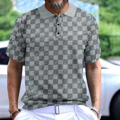 Chemise polo pour hommes avec un motif à carreaux moderne et en coton respirant Chic und Stil