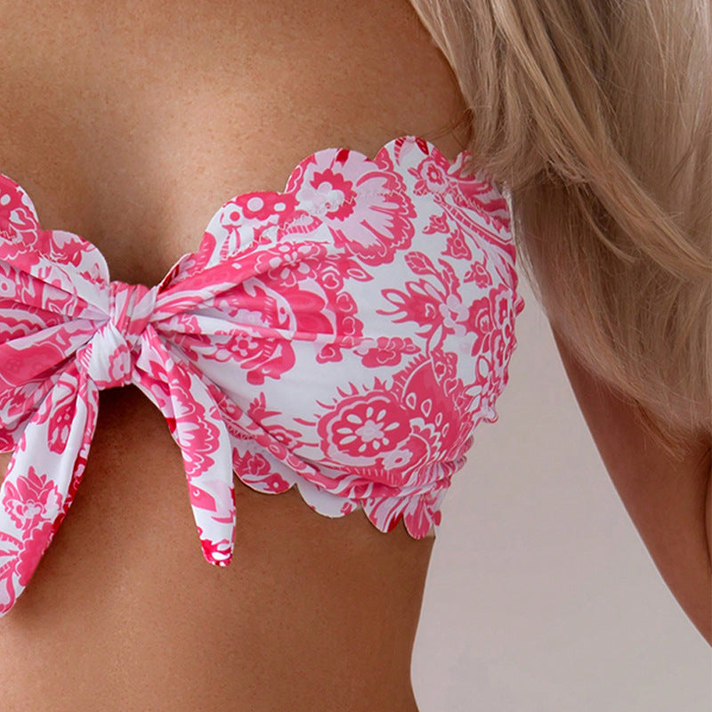 Ruffled edge bandeau bikini set Damen Chic and Style