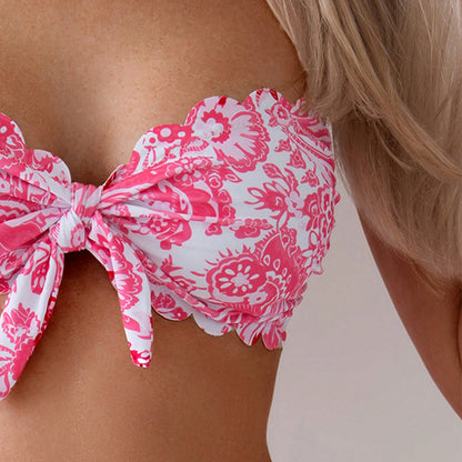 Ruffled edge bandeau bikini set Damen Chic and Style