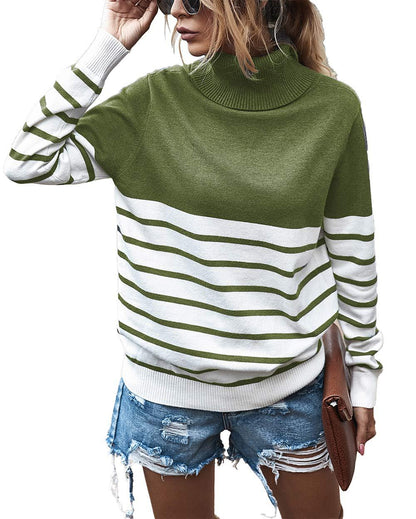 Pull col roulé confortable pour dames avec motif rayé Chic und Stil
