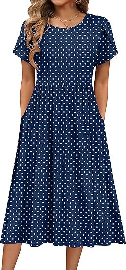 Robe midi pour femmes avec col rond et poches pratiques Chic und Stil