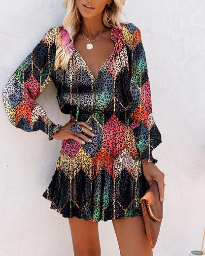 Women's Elegant Chic and Style Ruffled Floral Mini Dress