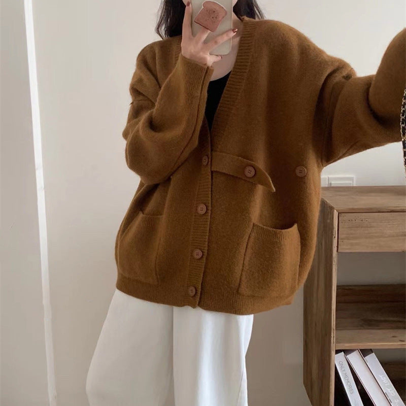 Cardigan oversized pour femmes avec grandes poches et détails de boutons Chic und Stil