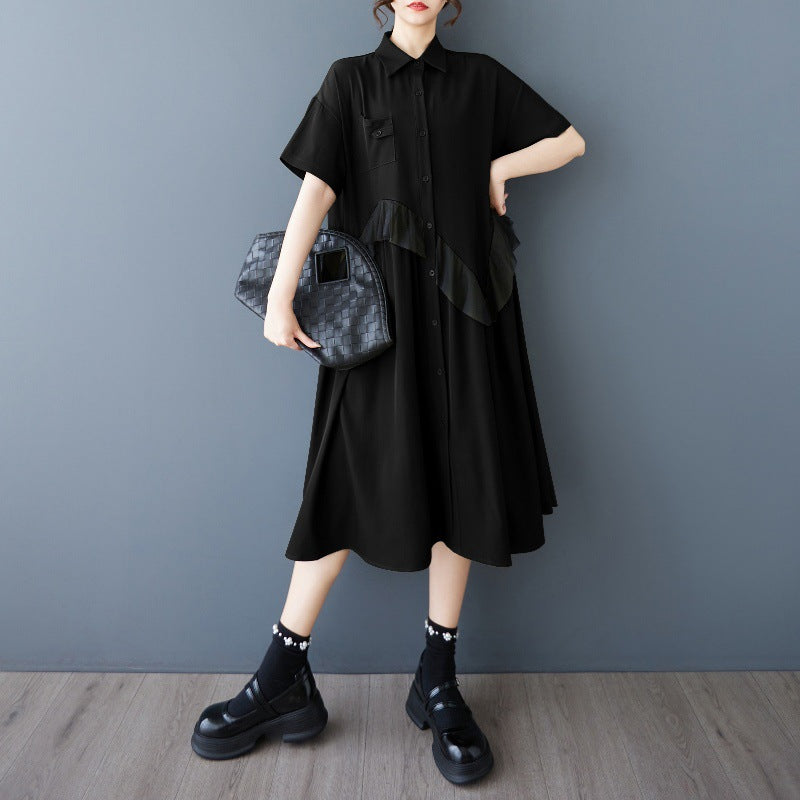 Robe chemise midaxi à bouton pour femme avec détail volant Chic und Stil