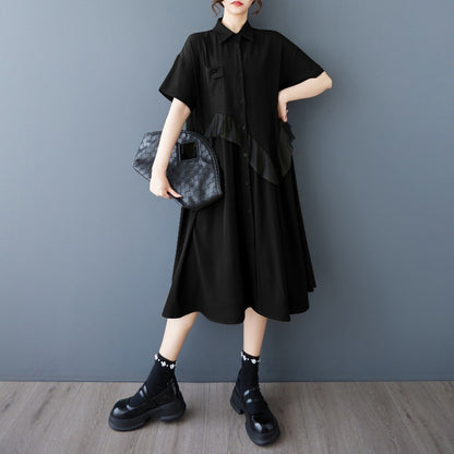 Robe chemise midaxi à bouton pour femme avec détail volant Chic und Stil