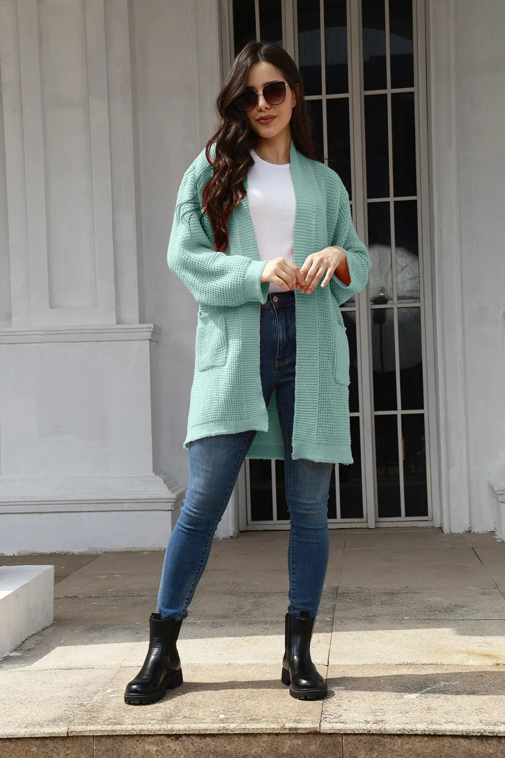 Cardigan en tricot décontracté pour femmes avec poches pratiques et devant ouvert Chic und Stil