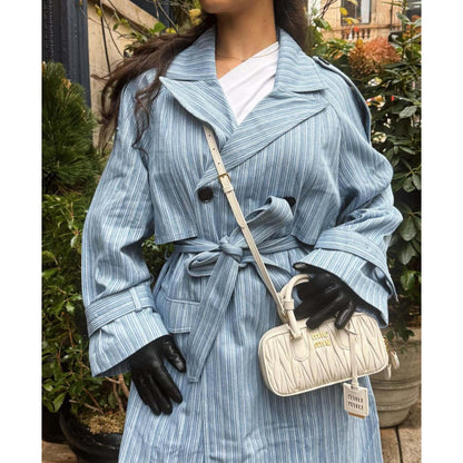 Trench coat for women with striped design and tie belt Chic and Style