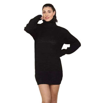 Robe en tricot pour femmes au style surdimensionné avec col montant et design de ribbing décoratif Chic und Stil