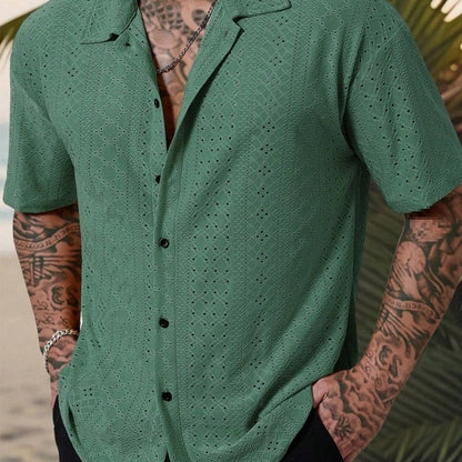 Chemise à manches courtes pour hommes avec broderie délicate en dentelle Chic und Stil