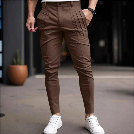 Fashion Slim-Fit Pants for Men with Pleats and Special Pockets Chic and Style