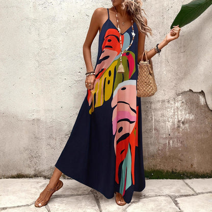Robe maxi femme avec motif de feuille créatif Chic und Stil
