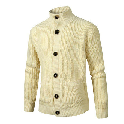 Cardigan chic pour hommes avec col haut et détails de boutons Chic und Stil