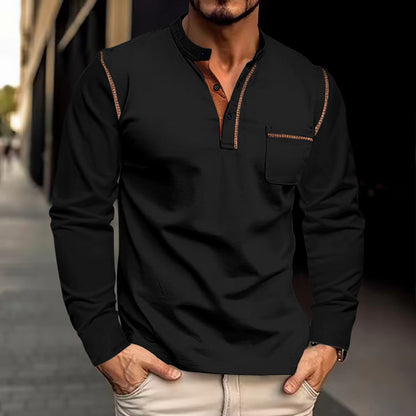 Chemise Henley à manches longues pour hommes avec col moderne et poche poitrine pratique Chic und Stil