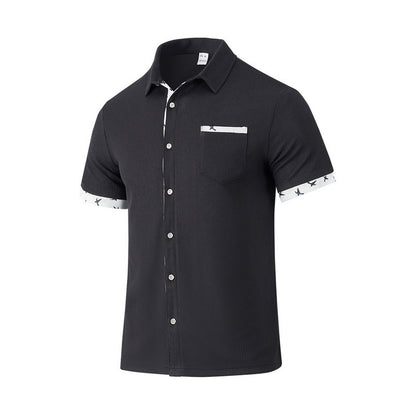 Chemise à manches courtes pour hommes avec col à la mode et poche poitrine Chic und Stil