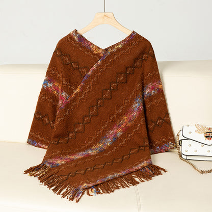 Pull oversize élégant pour femmes avec ourlet à franges et motif unique Chic und Stil