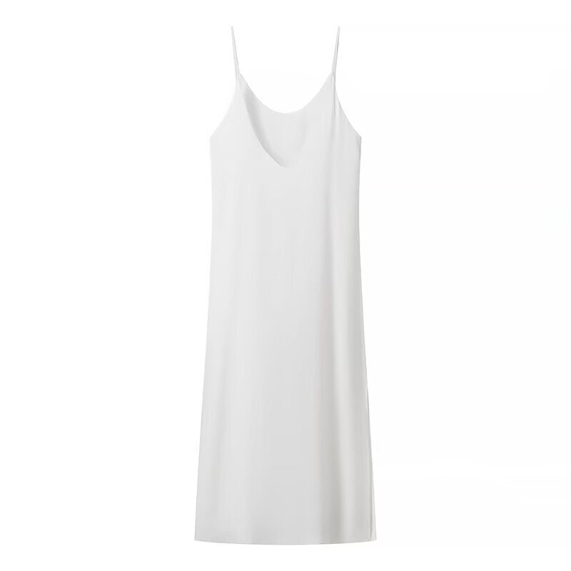 Robe maxi femme avec fente latérale et bretelles modernes Chic und Stil