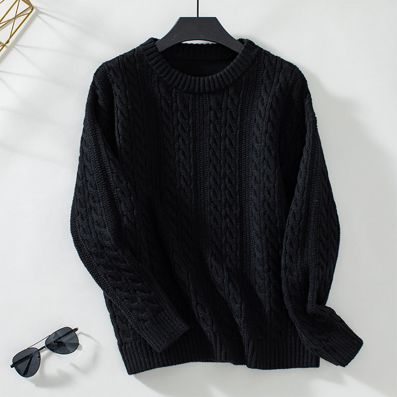 Pull en tricot pour femmes avec motif en torsades et grands bords Chic und Stil