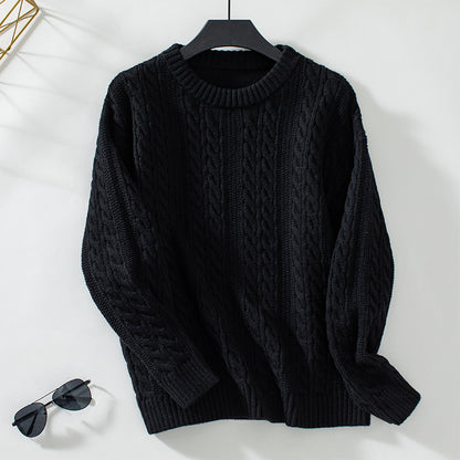 Pull en tricot pour femmes avec motif en torsades et grands bords Chic und Stil