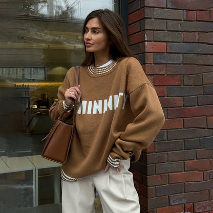 Pull en tricot oversize pour femmes avec impression graphique Chic und Stil