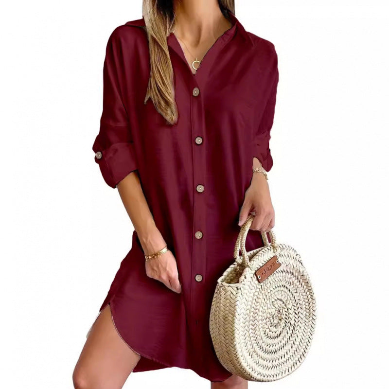 Robe chemise décontractée pour femmes en tissu léger avec fermeture à boutons Chic und Stil