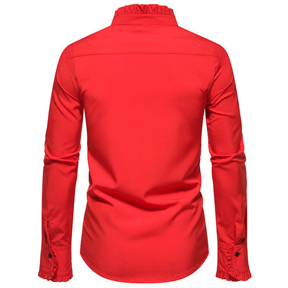 Chemise à manches longues pour hommes avec col montant tendance et détails élégants Chic und Stil