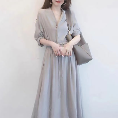 Robe midi boutonnée décontractée pour femme Chic und Stil