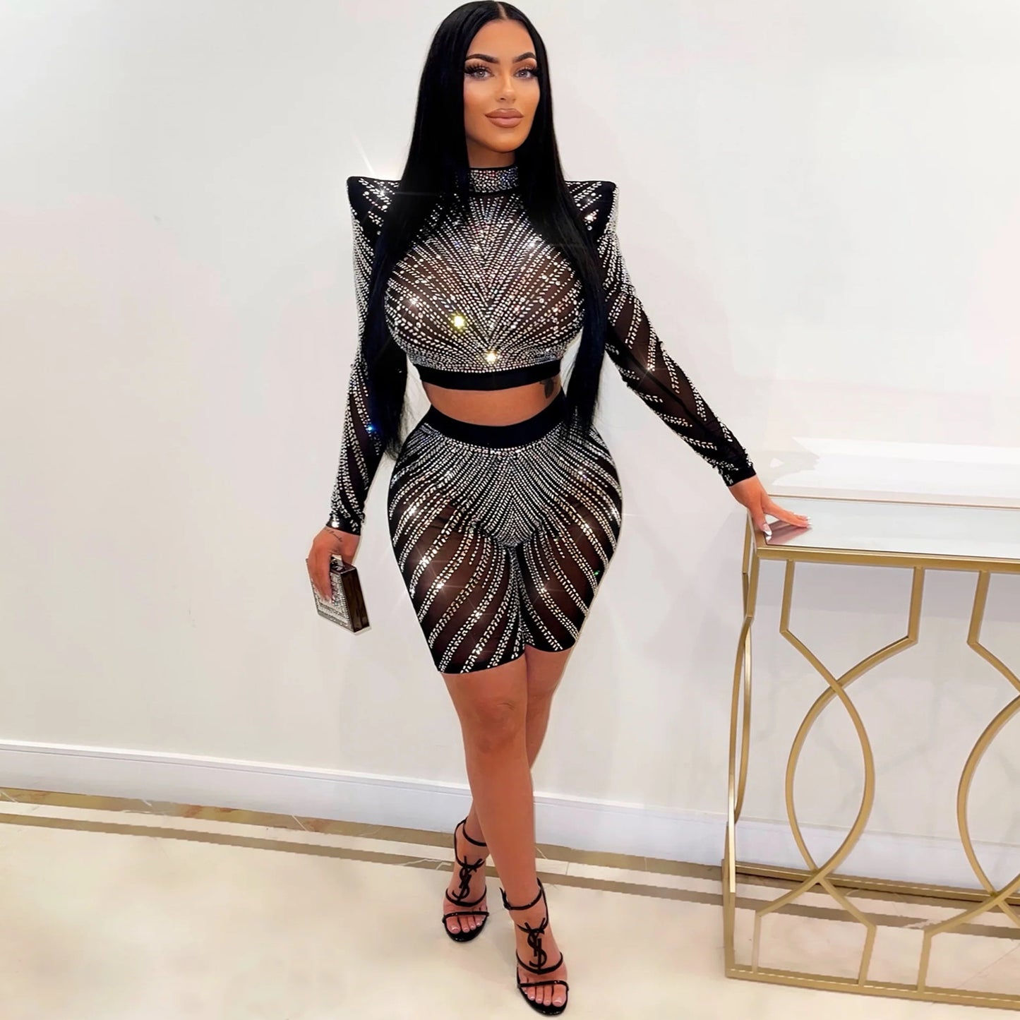 Femmes Robe de fête à paillettes deux pièces Chic und Stil