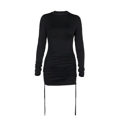 Robe mini à manches longues froncée pour femmes Chic und Stil 1751522264