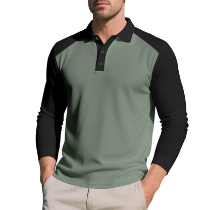 Chemise polo à manches longues pour hommes avec un contraste de couleurs moderne et des matériaux respirants Chic und Stil